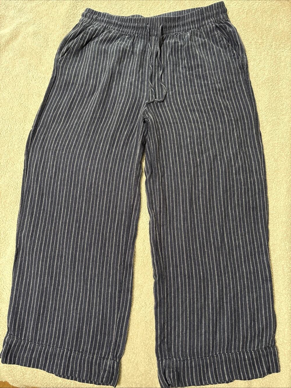 Time & Tru Wide Leg Pants L Linen Rayon, Boho, Peasant, Preppy, Soft, EUC